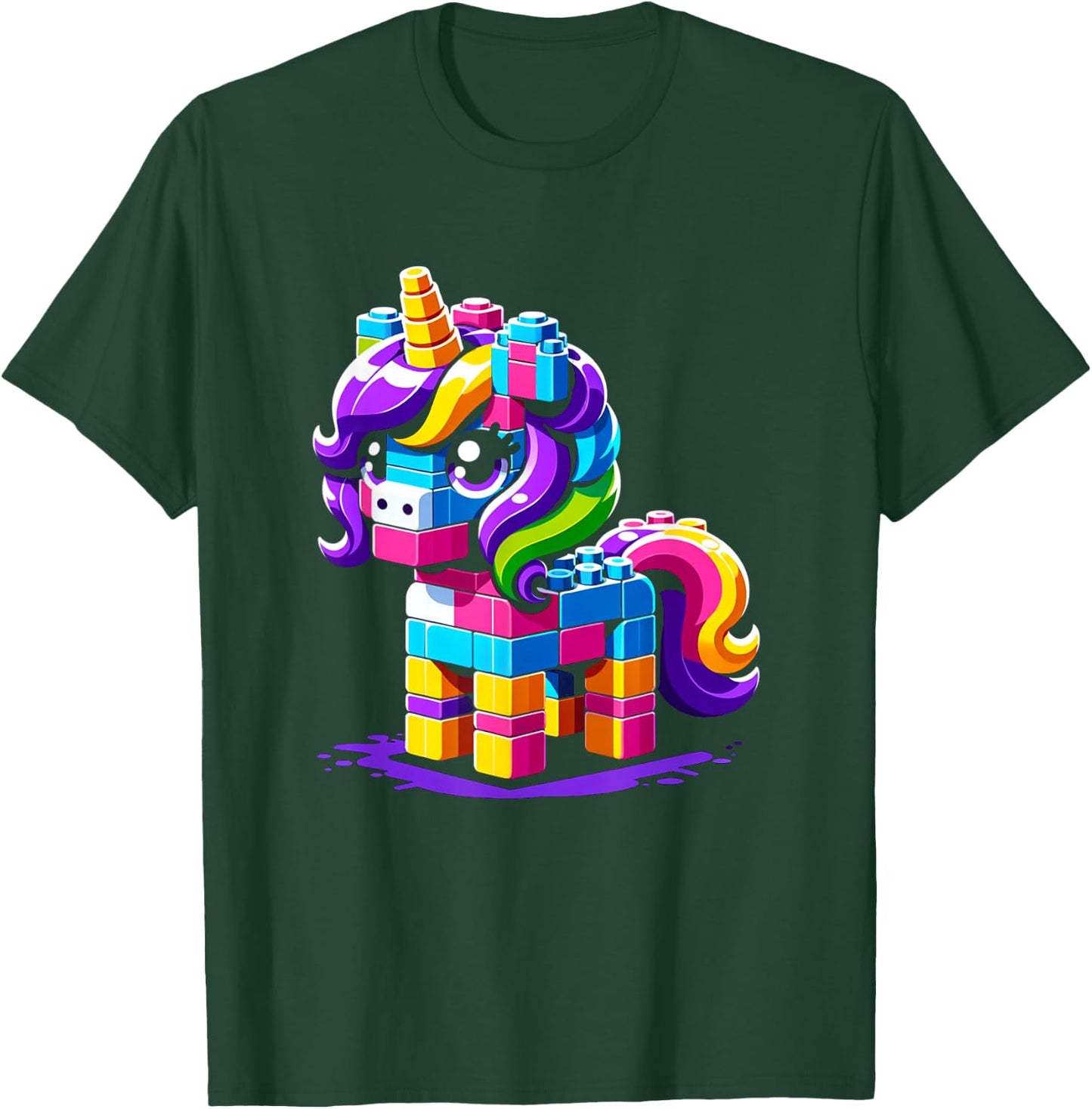 Block Building Unicorn Lover Master Builder Bricks T-Shirt - T-Shirt | Forest