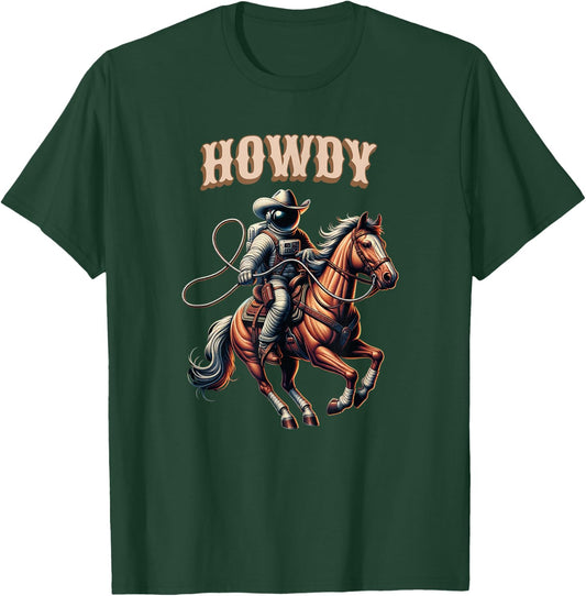 Astronaut Cowboy Riding a Horse in Space T-Shirt - T-Shirt | Forest