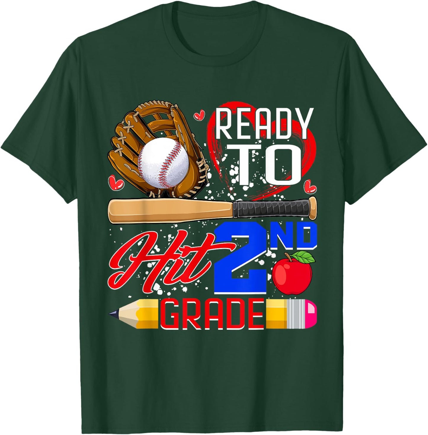 Ready To Hit 2nd Grade Back To School Baseball Lovers Boys T-Shirt - T-Shirt | Forest