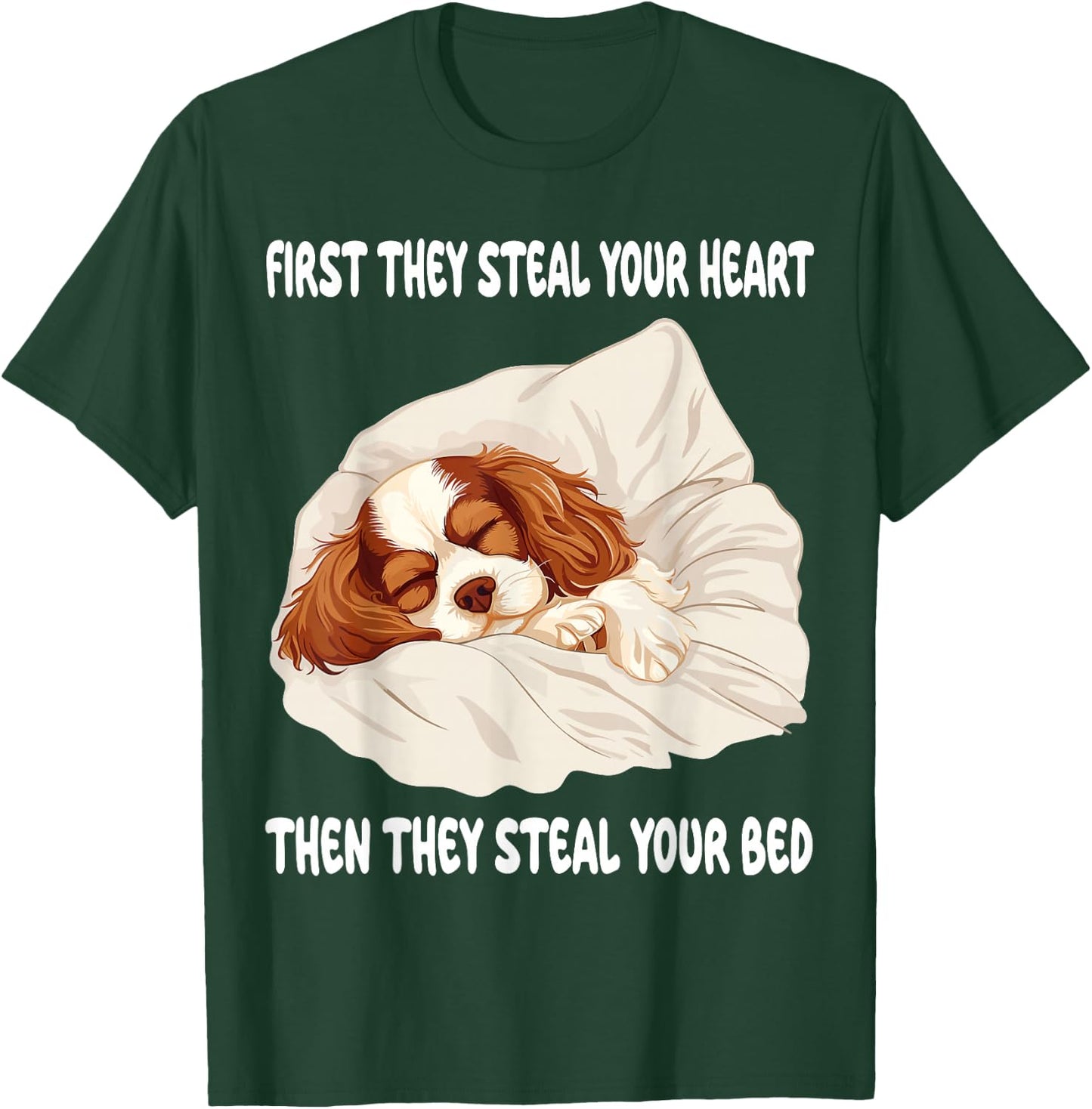 Cavalier King Charles Spaniel Sleeping Pajamas Nightgown T-Shirt - T-Shirt | Forest
