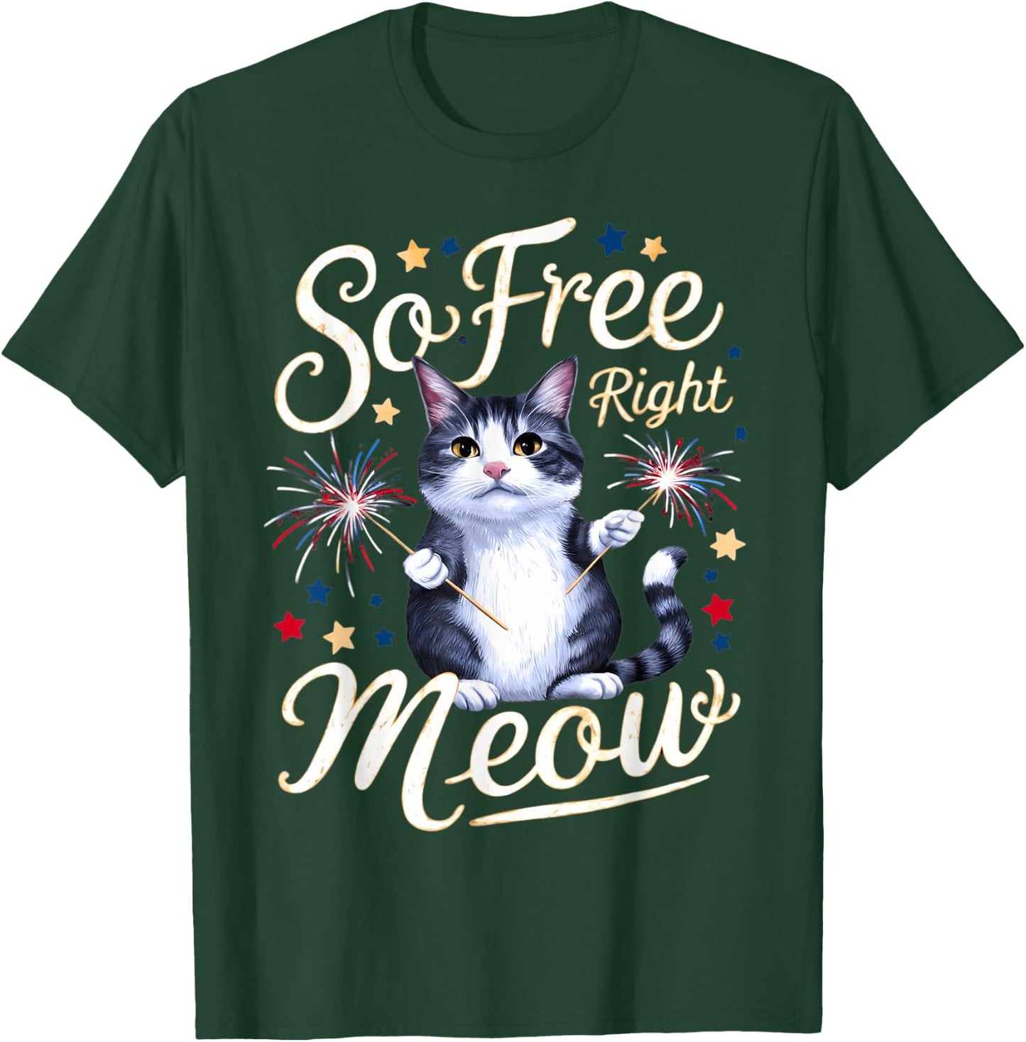 I'm So Free Right Meow Shirts Women Funny 4th of July Cats T-Shirt - T-Shirt | Forest