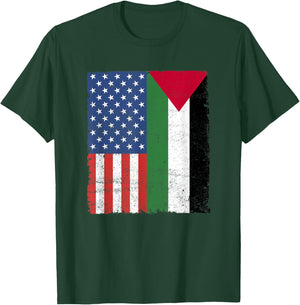 Palestinian American Flag Free Palestine Free Gaza Palestine T-Shirt - T-Shirt | Forest