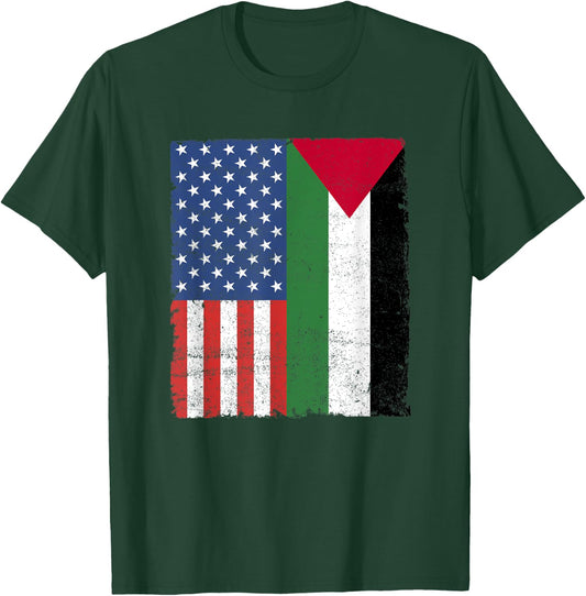 Palestinian American Flag Free Palestine Free Gaza Palestine T-Shirt - T-Shirt | Forest