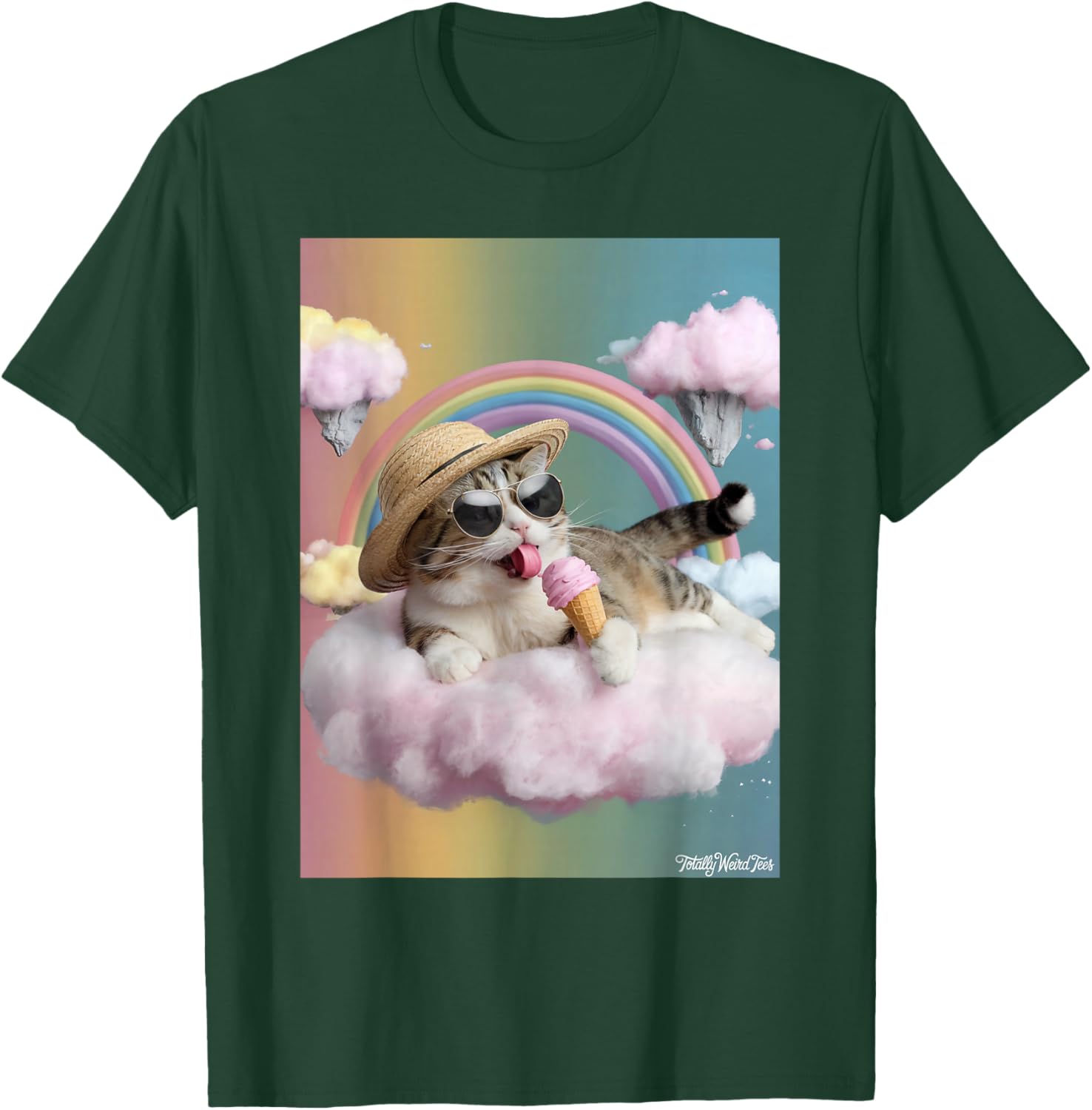 Rainbow Cat Dream Ice Cream Fantasy T-Shirt - T-Shirt | Forest