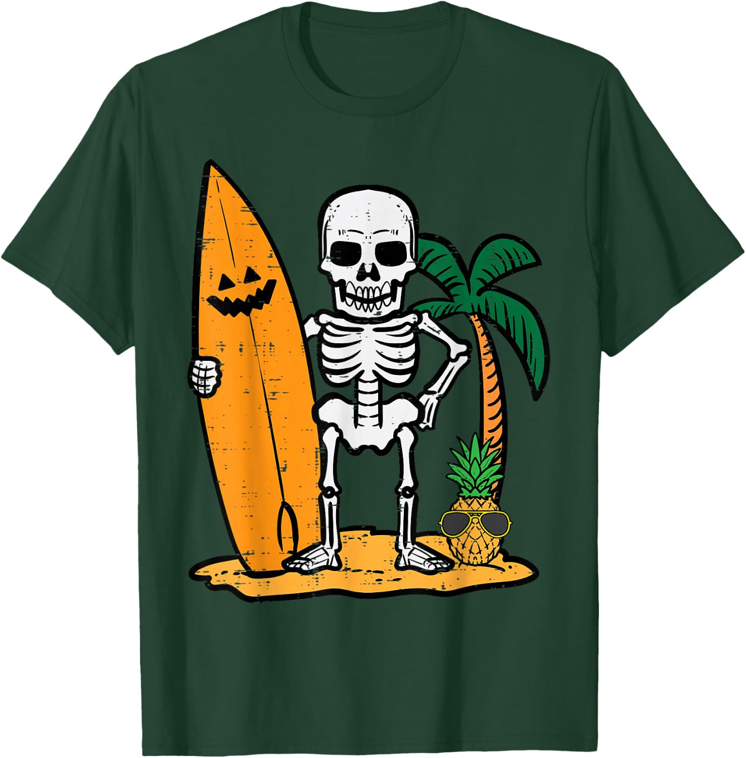 Halloween Surfer Skeleton Costume Hawaii Surf Men Women Kids T-Shirt - T-Shirt | Forest