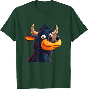 Bullock Face with Horns Costume for funny Cattle Lovers T-Shirt - T-Shirt | Forest
