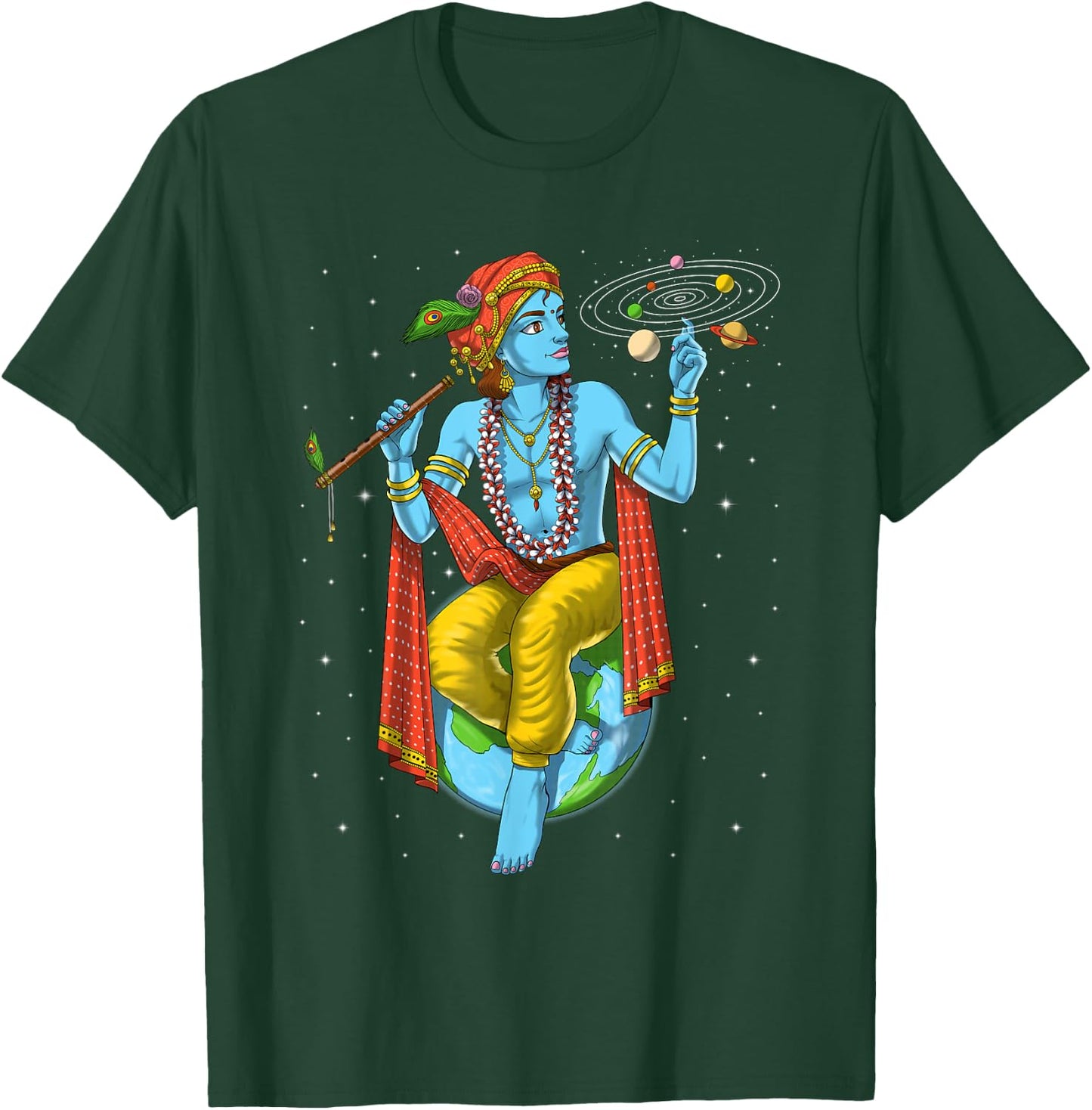 Lord Krishna Hindu God Hinduism Spiritual Yoga Meditation T-Shirt - T-Shirt | Forest