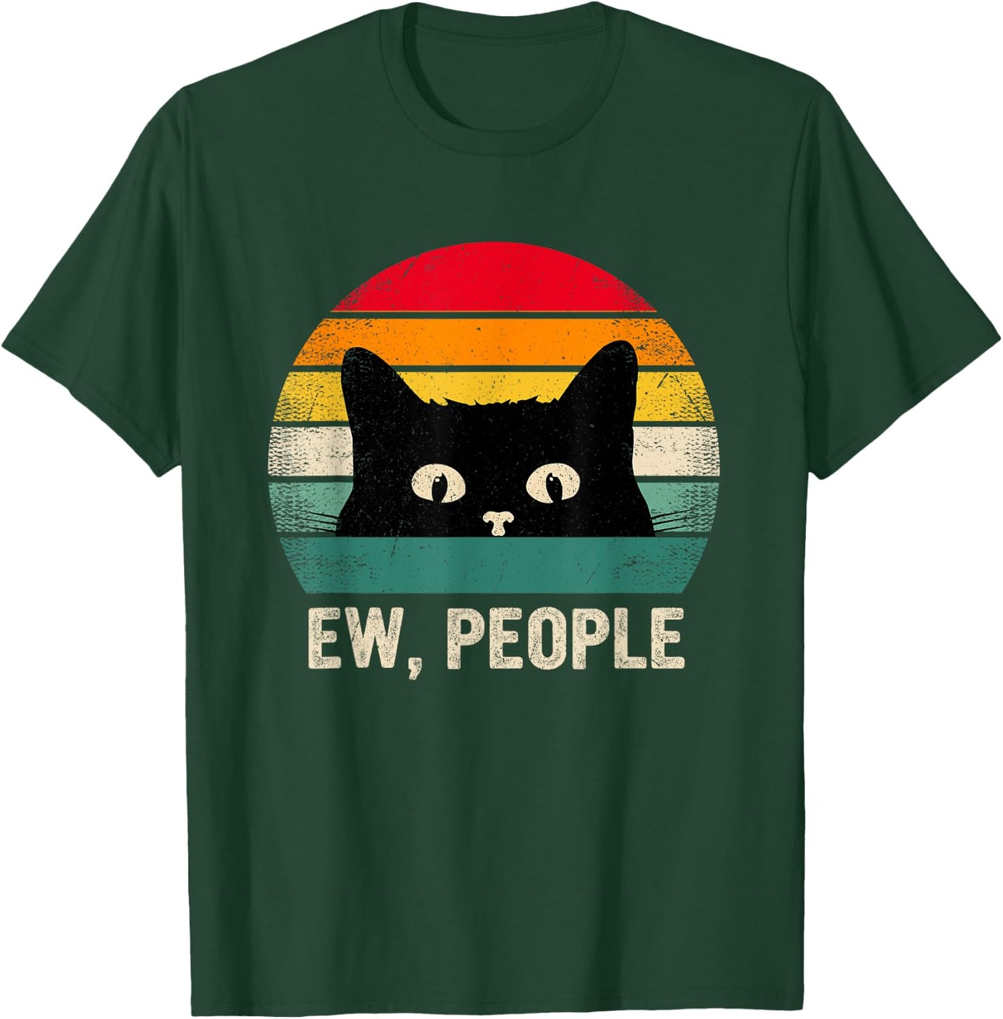 Ew People Retro Cat Social Introvert Funny Cat Women Kids T-Shirt - T-Shirt | Forest