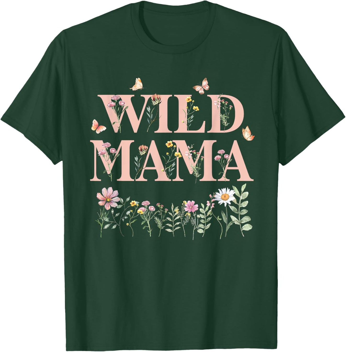 Wild Mama Wildflower Watercolor Floral 1st Birthday Mom T-Shirt - T-Shirt | Forest
