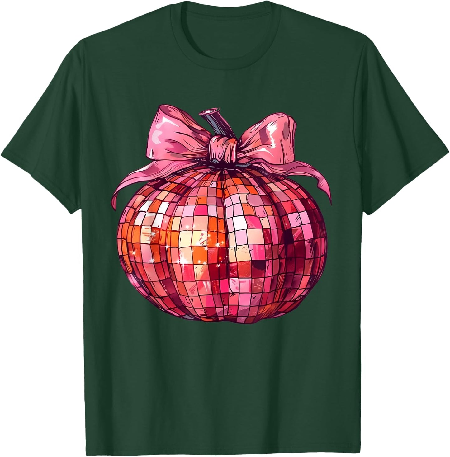 Retro Disco Ball Coquette Pink Pumpkin T-Shirt - T-Shirt | Forest