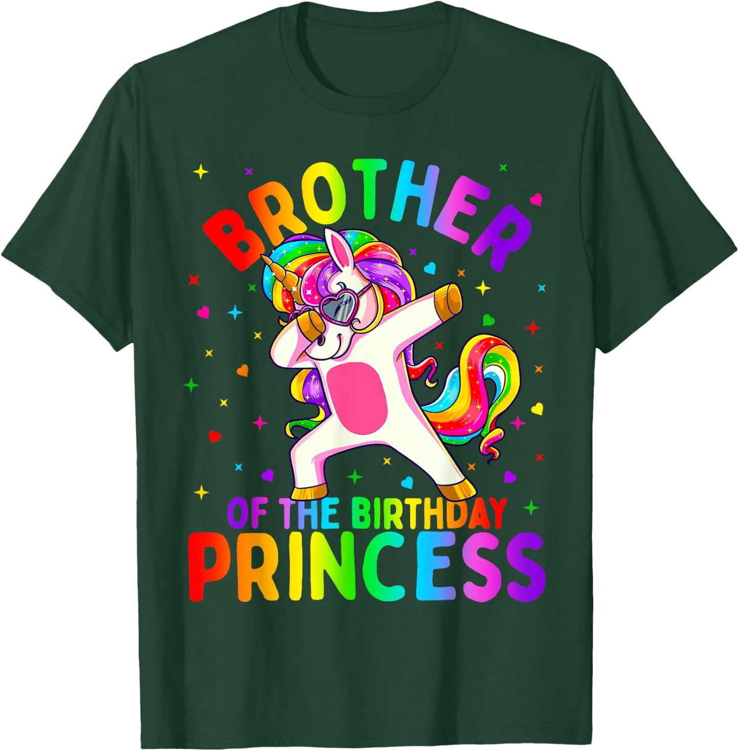 Brother of the Birthday Princess Girl Dabbing Unicorn T-Shirt - T-Shirt | Forest