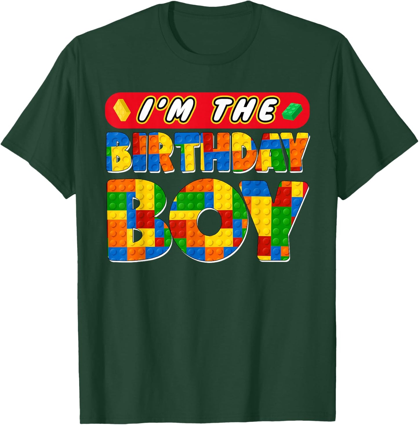 Im The Birthday Boy Building Bricks Family Party Decorations T-Shirt - T-Shirt | Forest