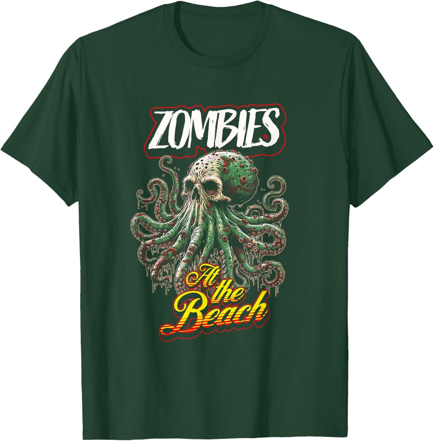 Zombie Shark at the Beach - Undead Horror - Octopus - Ocean Men Women T-Shirt - T-Shirt | Forest