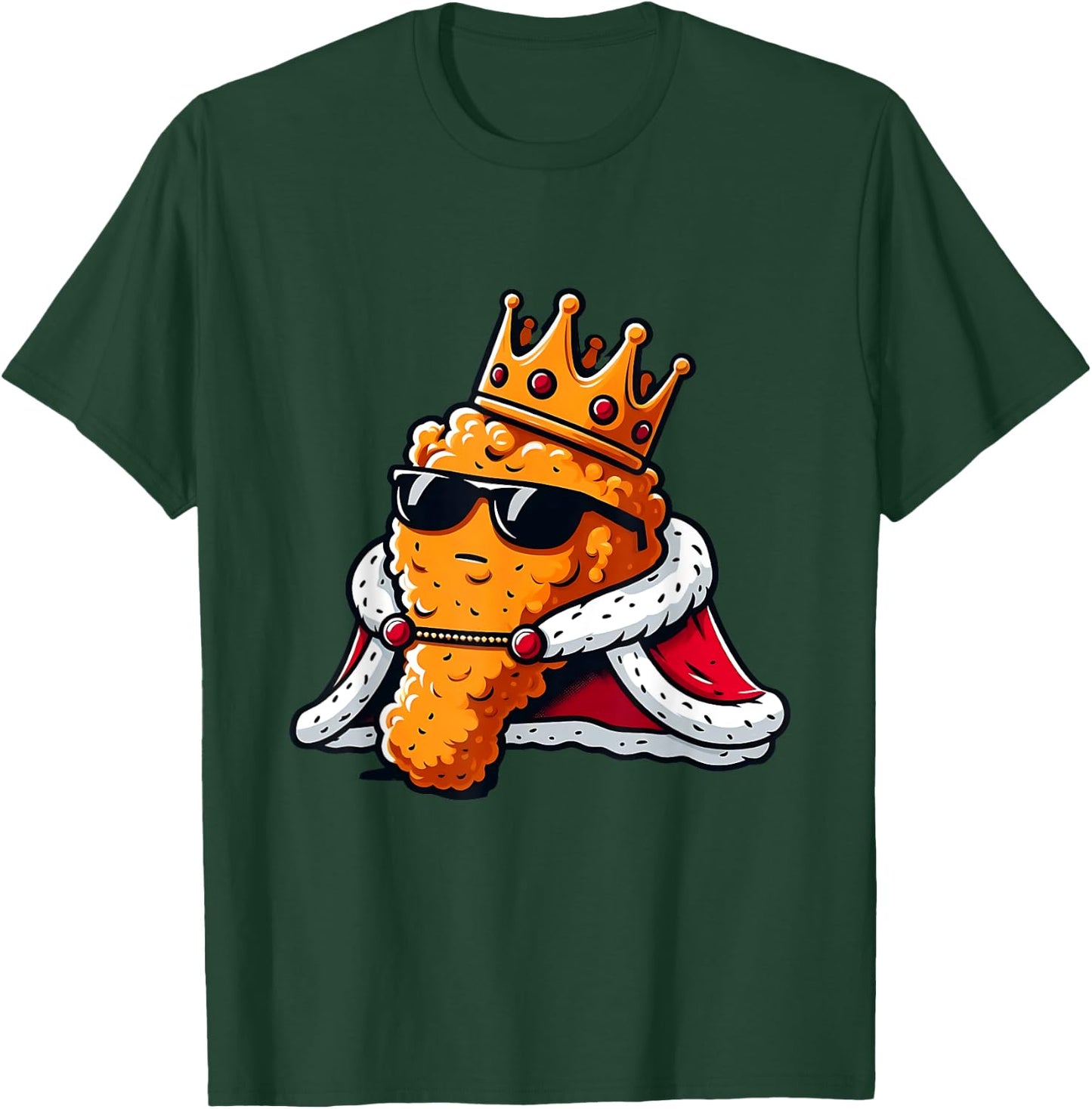 Funny Chicken Wing King BBQ Chicken Wing Graphic T-Shirt - T-Shirt | Forest