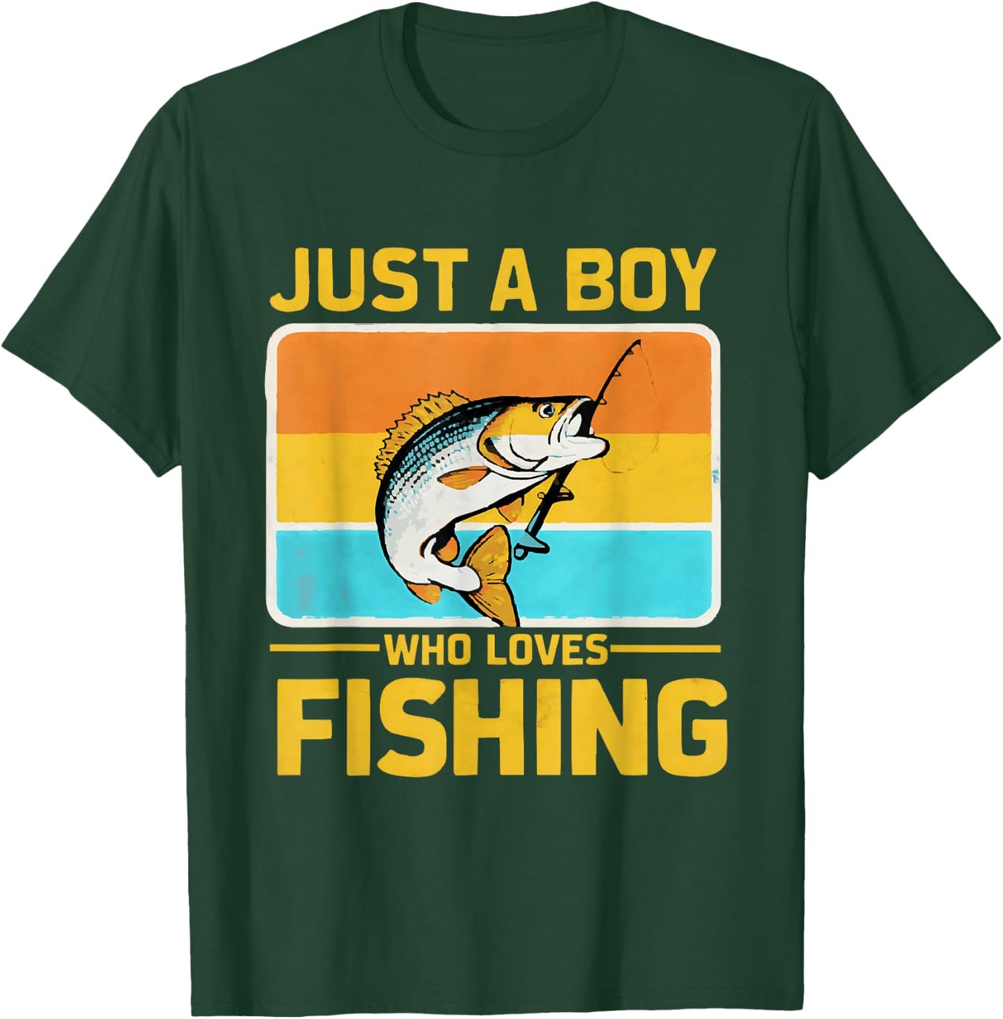 Just A Boy Who Loves Fishing Funny Bass Fish Fisherman T-Shirt - T-Shirt | Forest