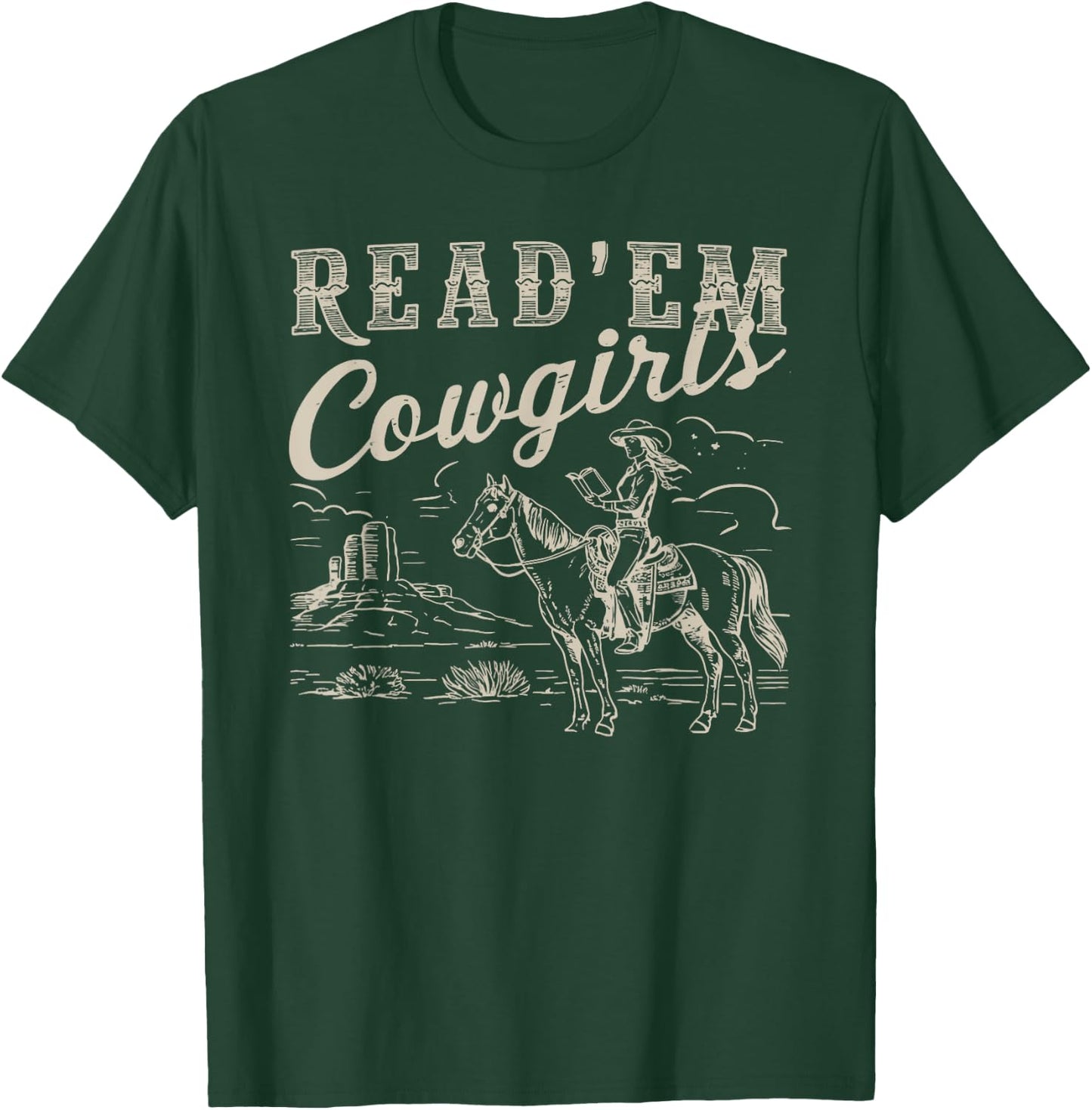 Read 'em Cowgirl Cute Western Cowgirl Texas Bookish Bookworm T-Shirt - T-Shirt | Forest