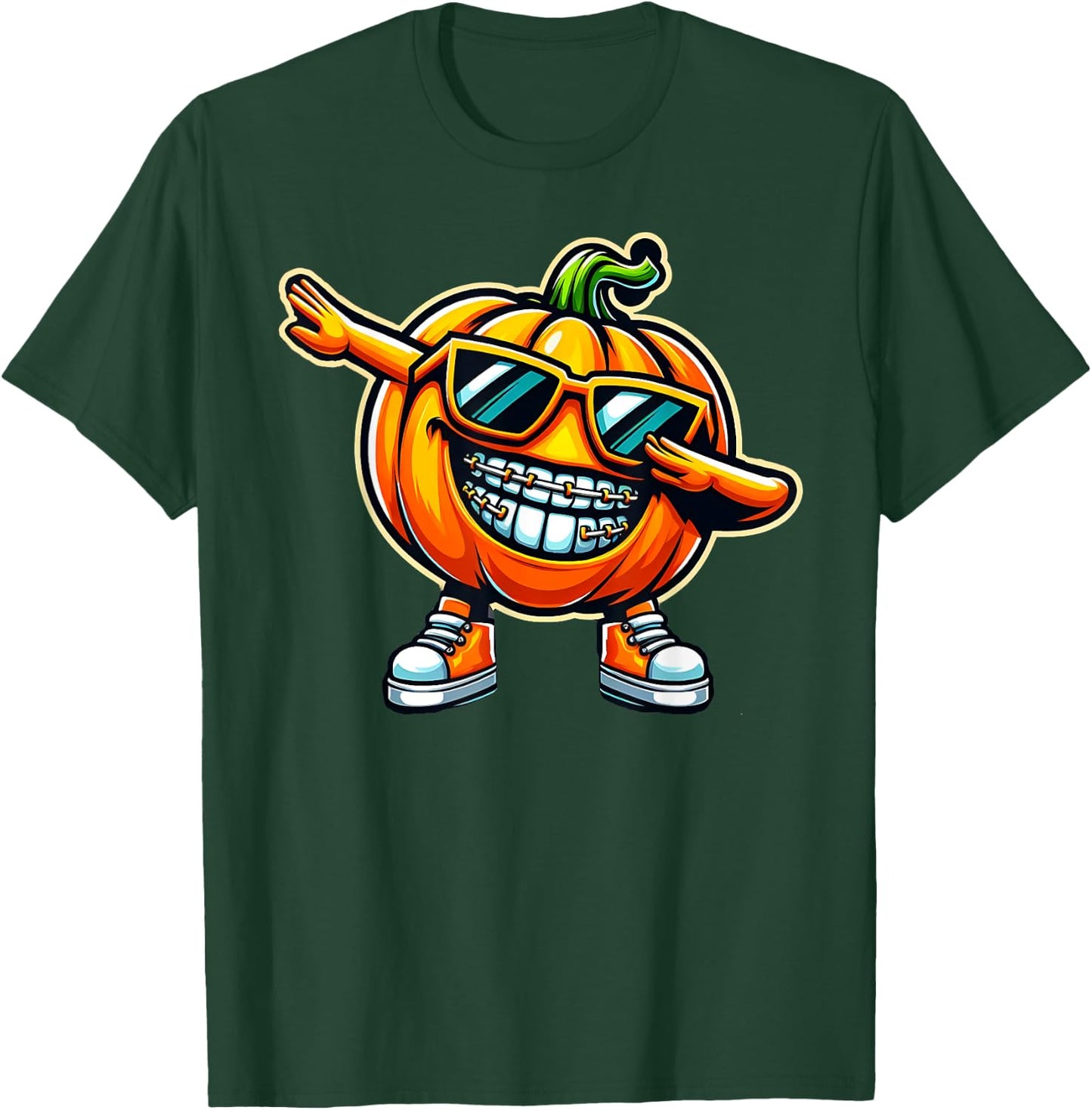 Dentist Dabbing Pumpkin Braces Orthodontics Dental Halloween T-Shirt - T-Shirt | Forest