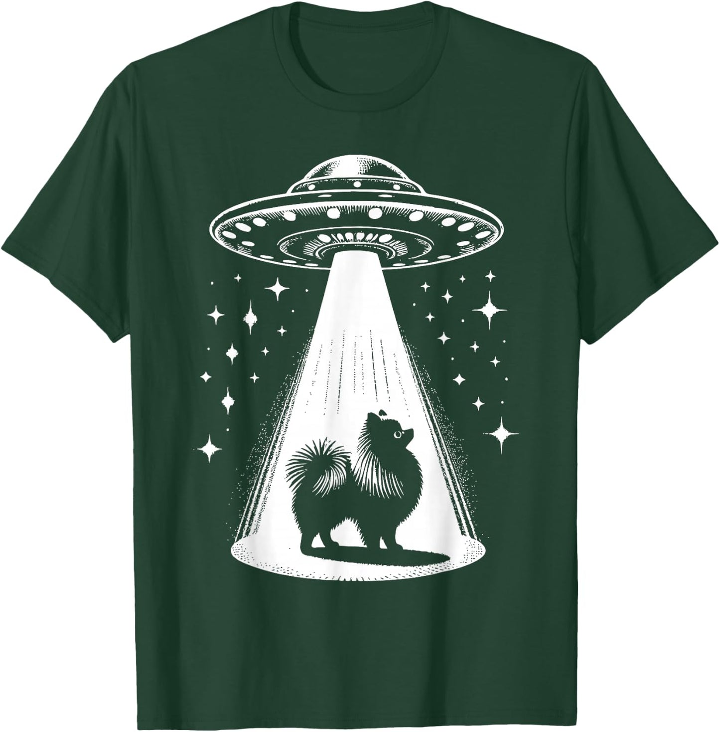 Pomeranian Mom Dad Dog - Funny Alien UFO Men Women T-Shirt - T-Shirt | Forest