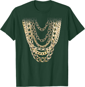 Gold Chains Design Hip Hop Fan and Funny Gold Lover Gift T-Shirt - T-Shirt | Forest