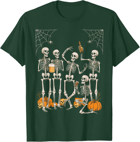 Scary Skeleton Party Halloween Costume 2024 Drinking Beer T-Shirt - T-Shirt | Forest