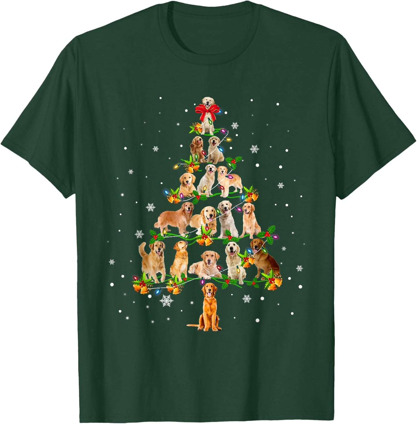 Golden retriever Christmas Tree Santa Funny Dog Lover Gift Women T-Shirt - T-Shirt | Forest