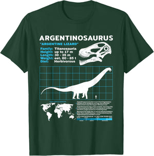 Argentinosaurus fact sheet Dinosaur Facts T-Shirt - T-Shirt | Forest
