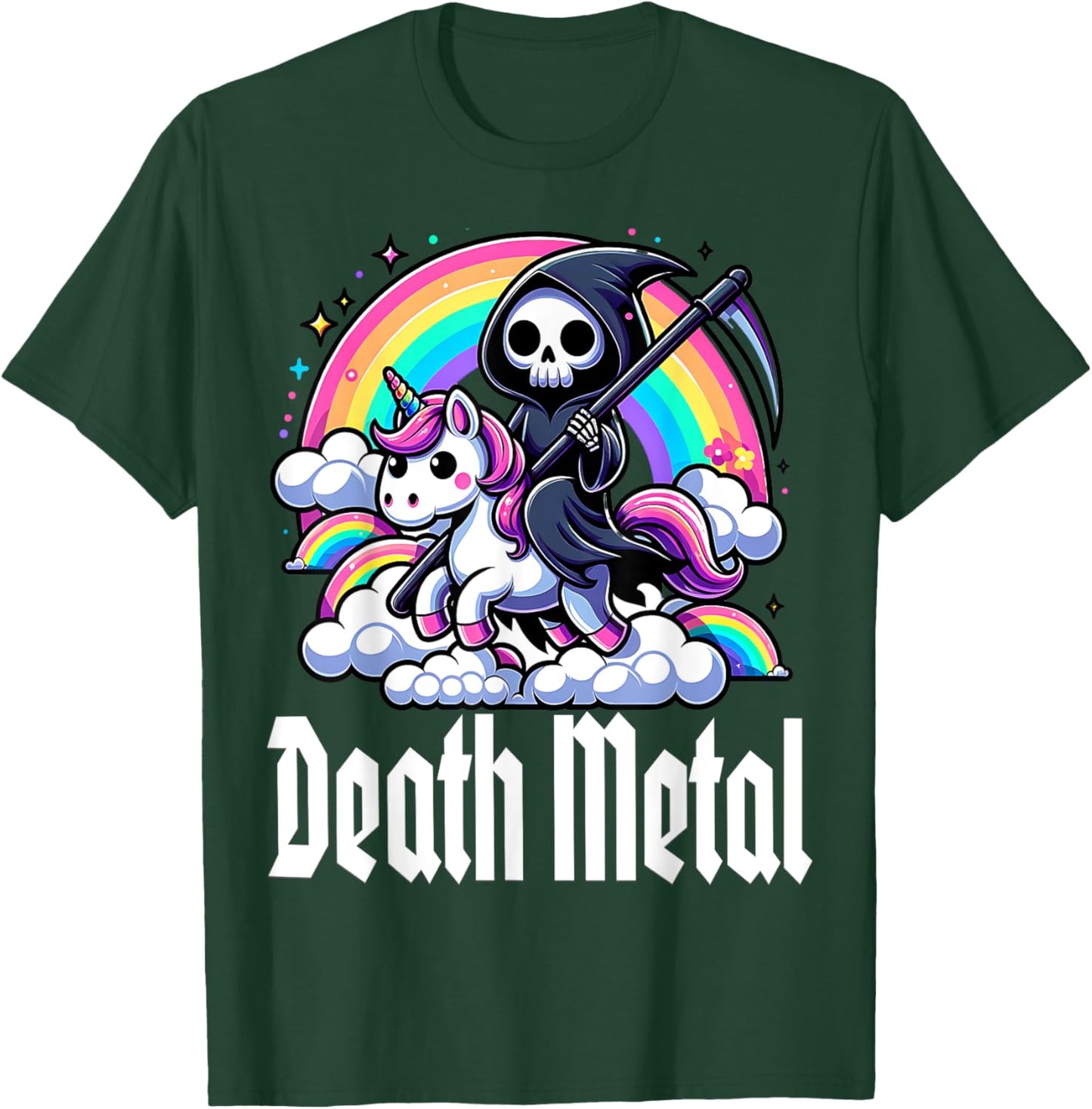 Death Metal Unicorn rainbow T-Shirt - T-Shirt | Forest