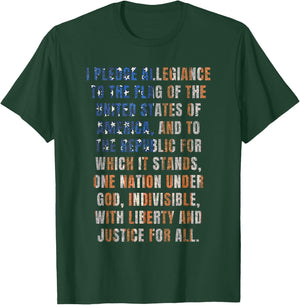 USA Pledge of Allegiance 4th of July Distressed Retro Kids Men T-Shirt - T-Shirt | Forest