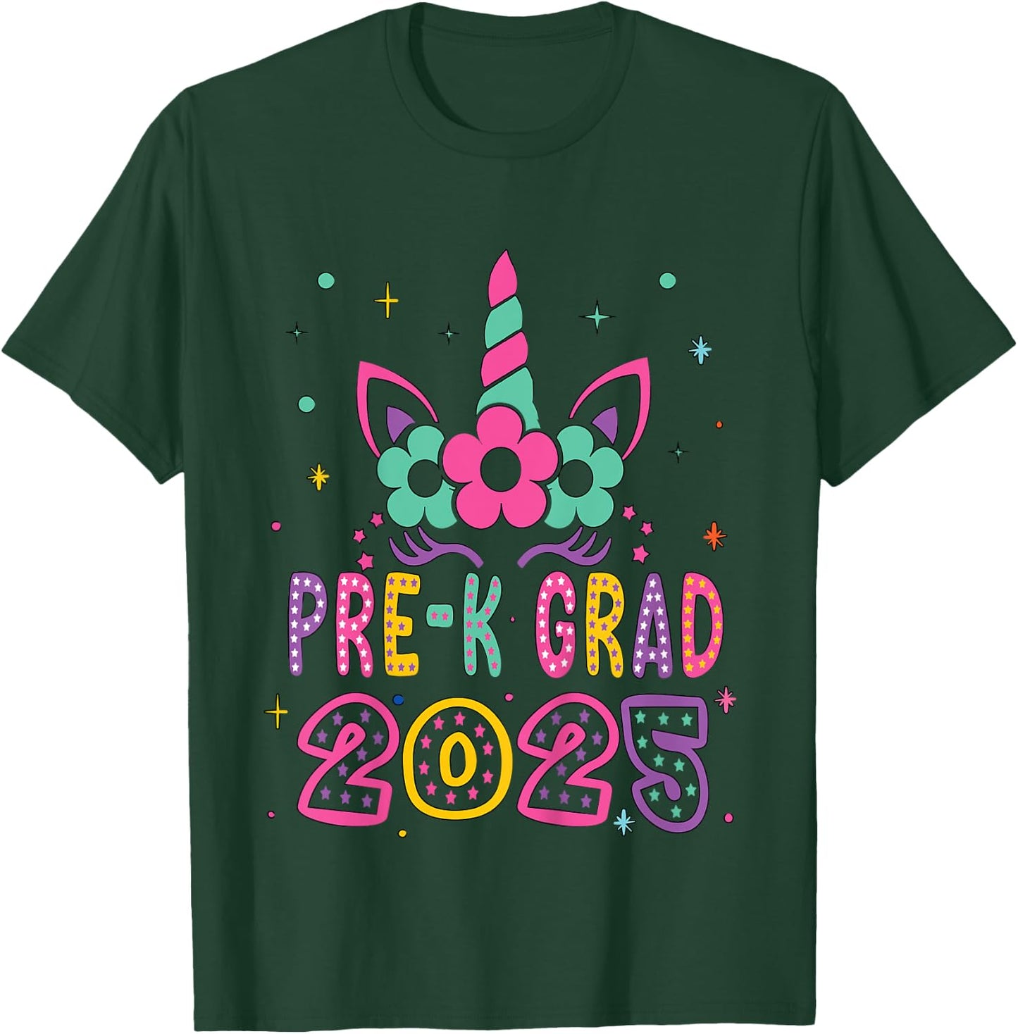 Kids Pre-K Grad Preschool Graduation 2025 Unicorn Toddler Girl T-Shirt - T-Shirt | Forest