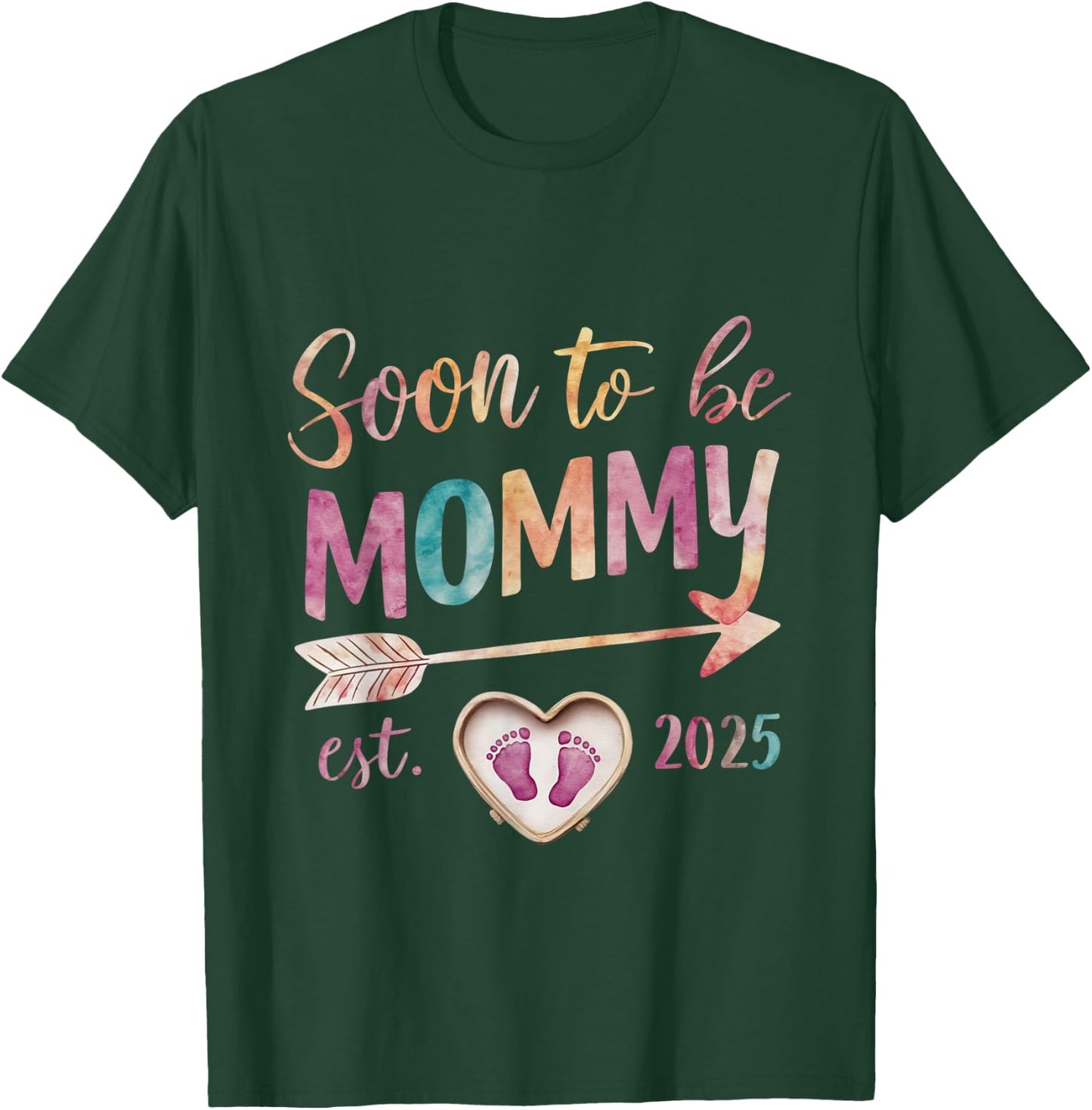 Soon To be Mommy 2025 Mom Est 2025 Loading Promoted to Mommy T-Shirt - T-Shirt | Forest