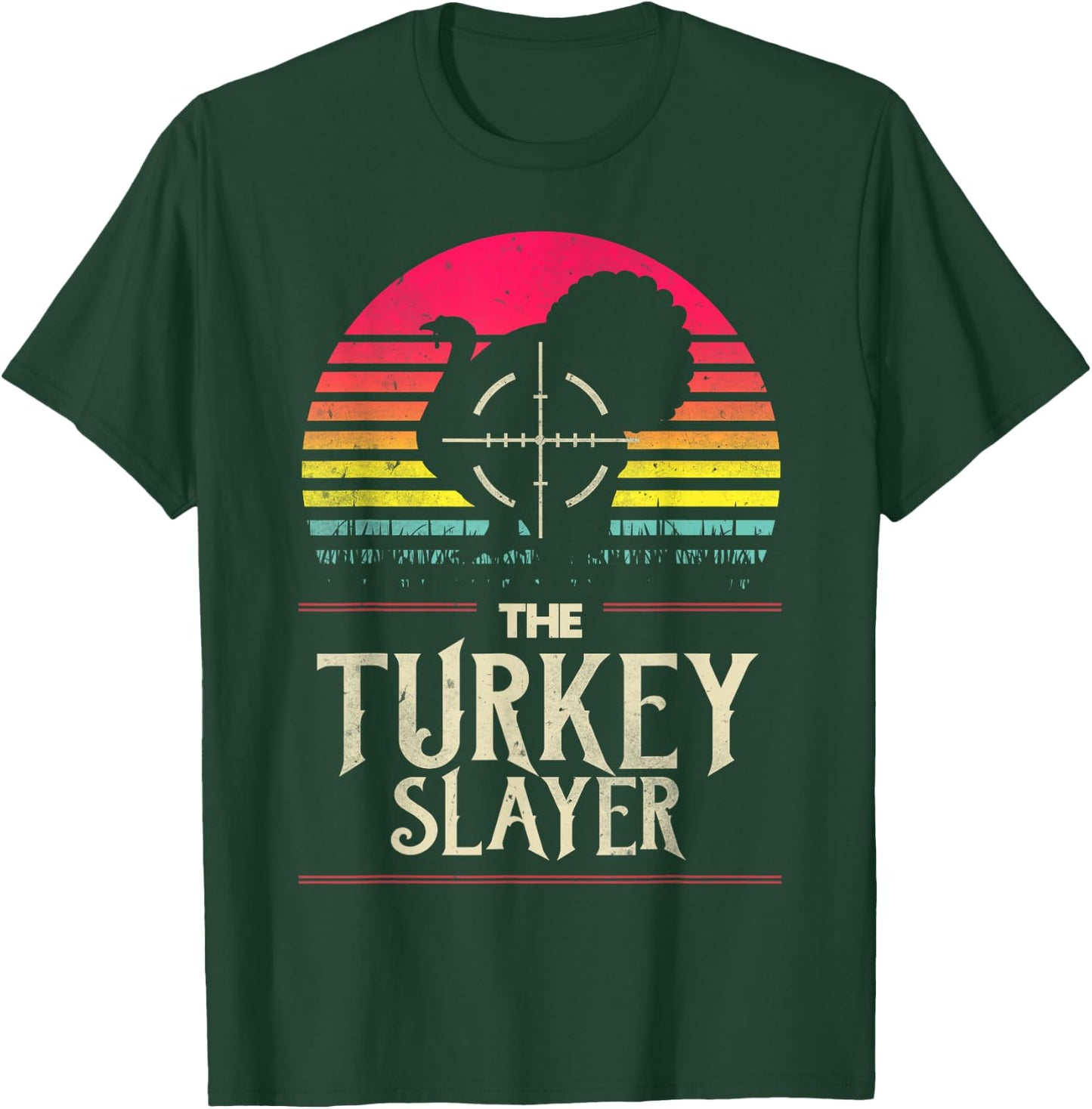 Retro Turkey Slayer Sunset Vintage Hunting Turkey Funny Gift T-Shirt - T-Shirt | Forest