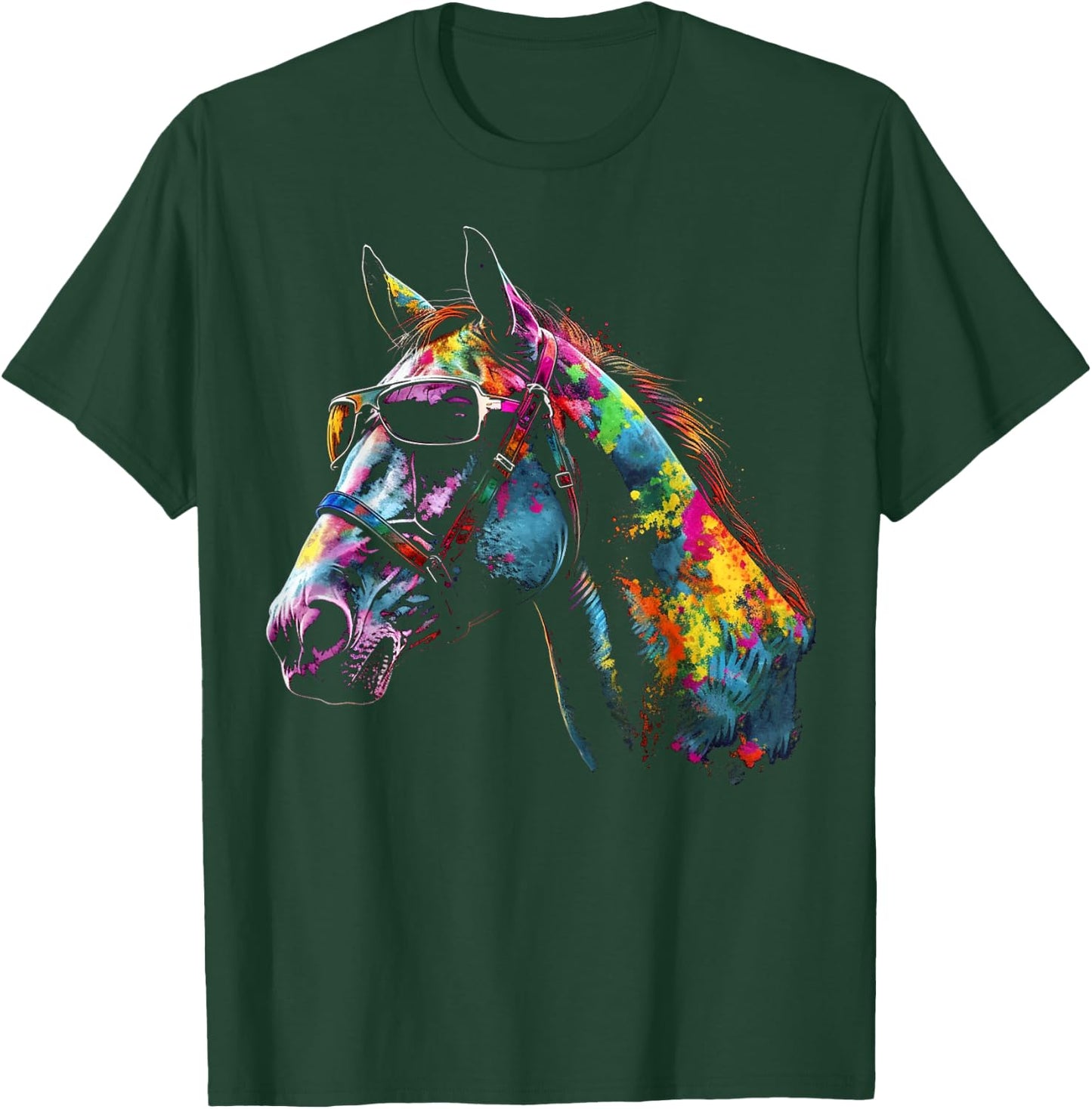 Horse Artwork Colourful Sunglasses - Animal Horse T-Shirt - T-Shirt | Forest