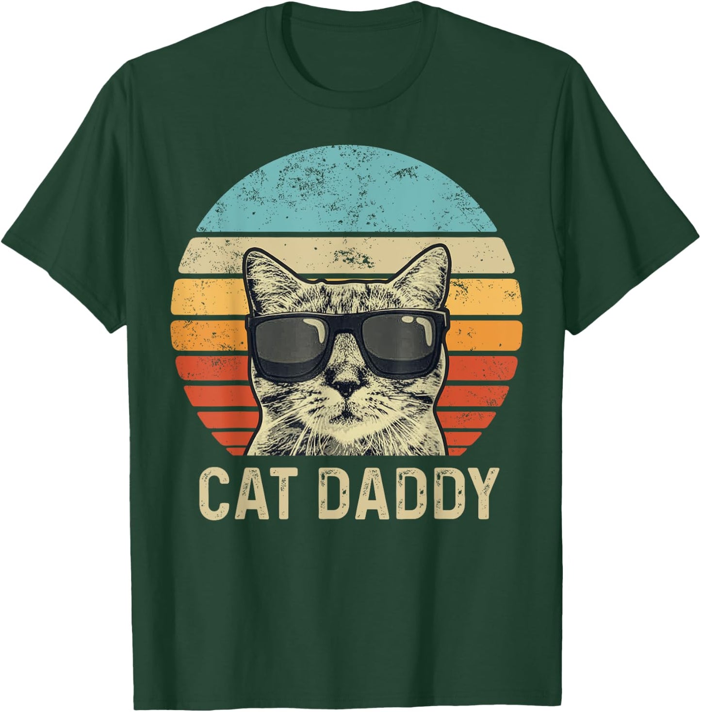 Cat Daddy Retro Cat Sunglasses Cool Cat Dad Gift Fathers Day Women Girls Kids T-Shirt - T-Shirt | Forest