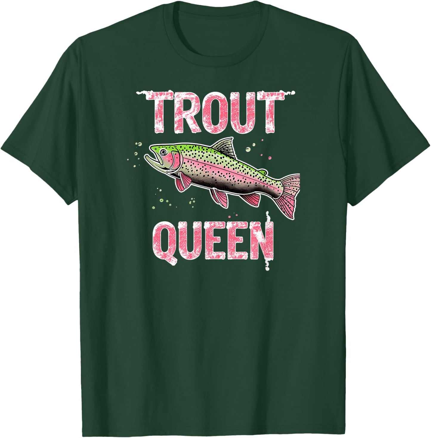 Trout Queen Fly Fishing Angler Women Outdoor Design T-Shirt - T-Shirt | Forest