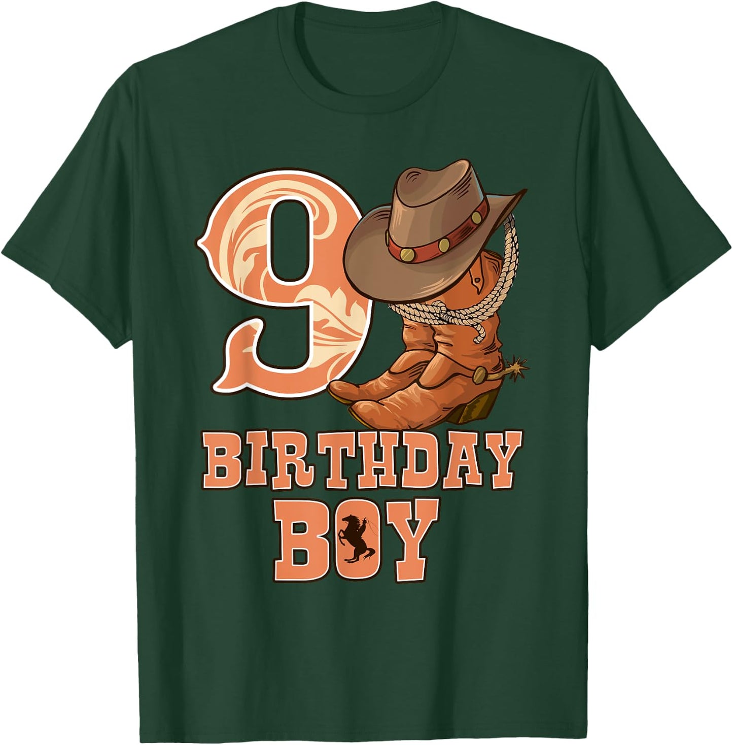 Western 9th Birthday Cowboy 9 Year Old Boy Rodeo Bday T-Shirt - T-Shirt | Forest