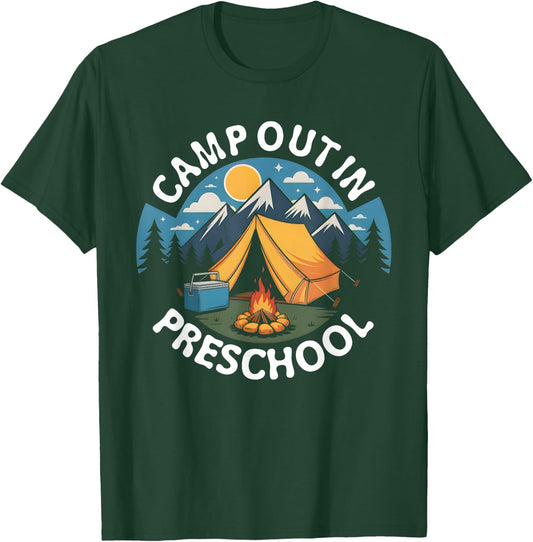 Camp out in Preschool Back To School Crew Teacher Student T-Shirt - T-Shirt | Forest