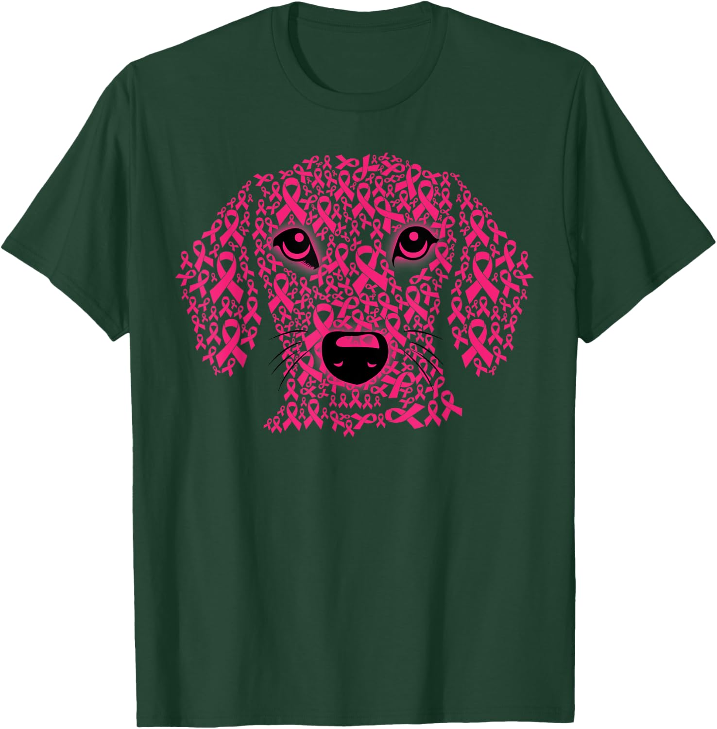 Pink Ribbon Dog Lover Inspirational Breast Cancer Awareness T-Shirt - T-Shirt | Forest