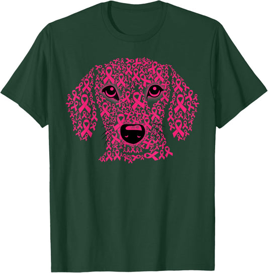 Pink Ribbon Dog Lover Inspirational Breast Cancer Awareness T-Shirt - T-Shirt | Forest