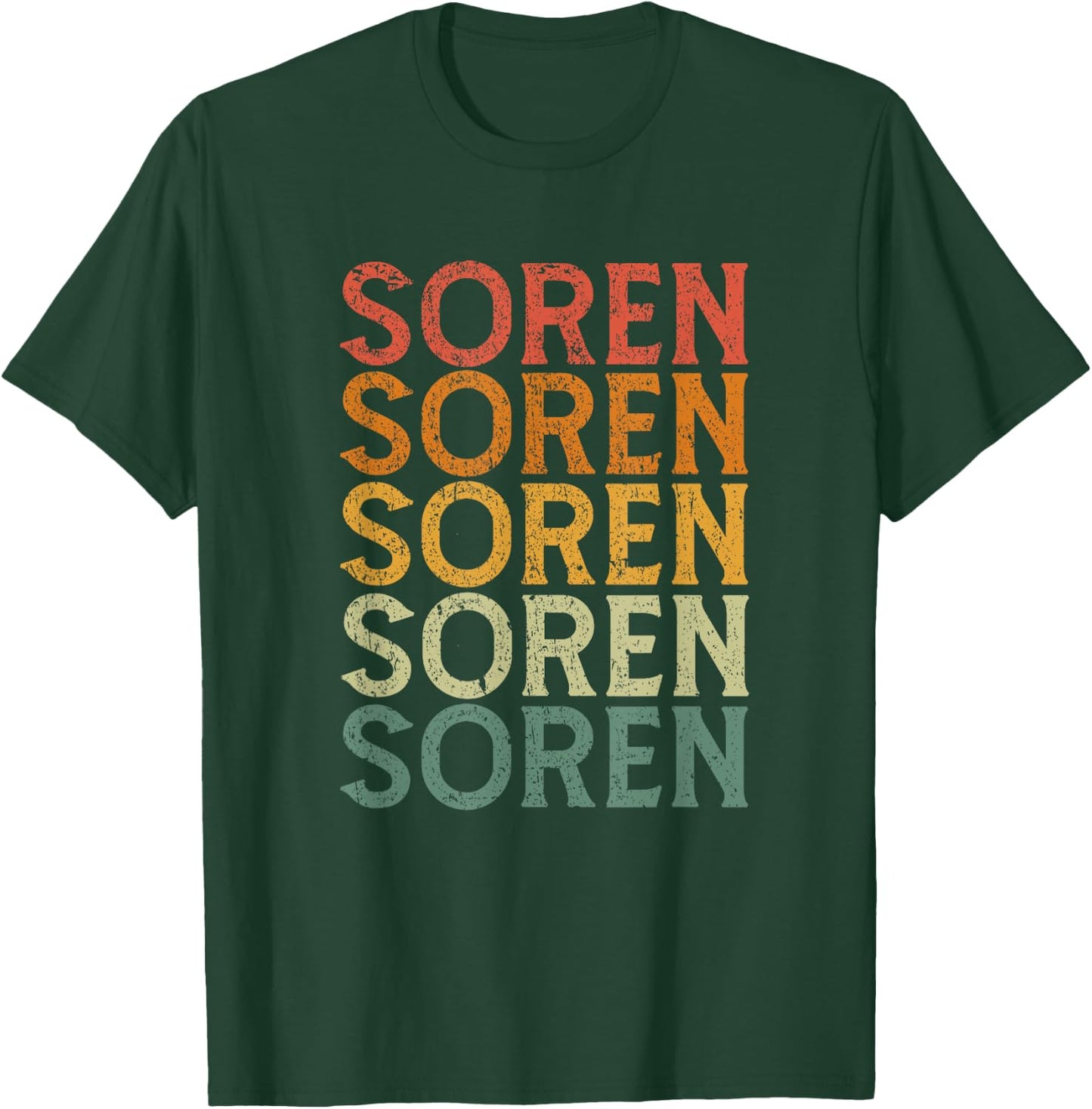 Retro Custom First Name Soren T-Shirt - T-Shirt | Forest