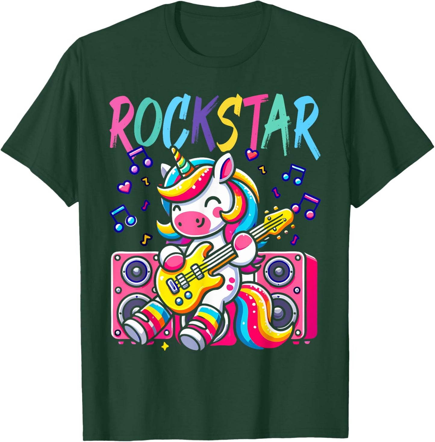 Unicorn Rock Star Guitar Rockin' Music Singer Funny Kids T-Shirt - T-Shirt | Forest