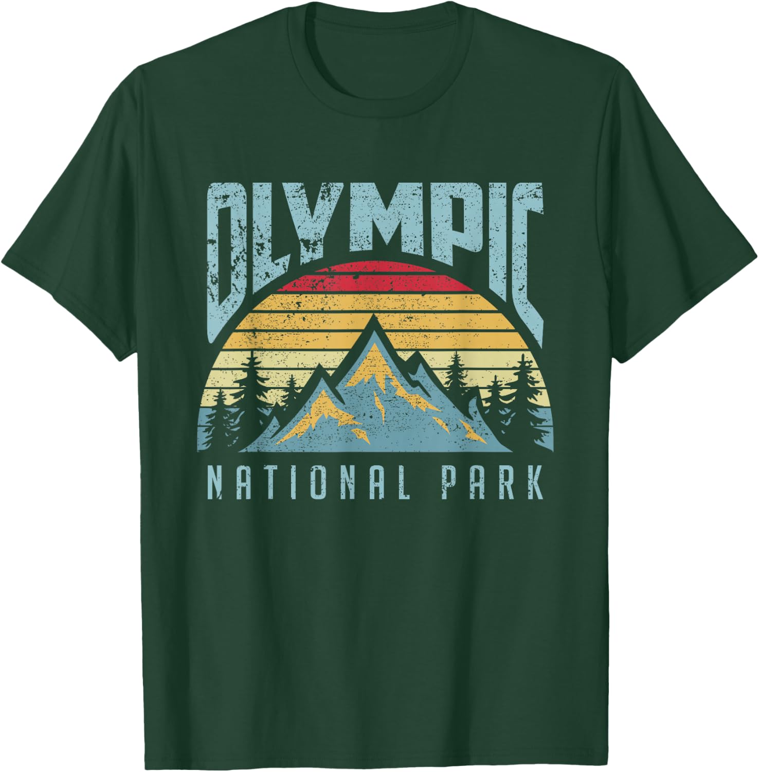 Olympic National Park Washington USA Mountains Retro T Shirt T-Shirt - T-Shirt | Forest