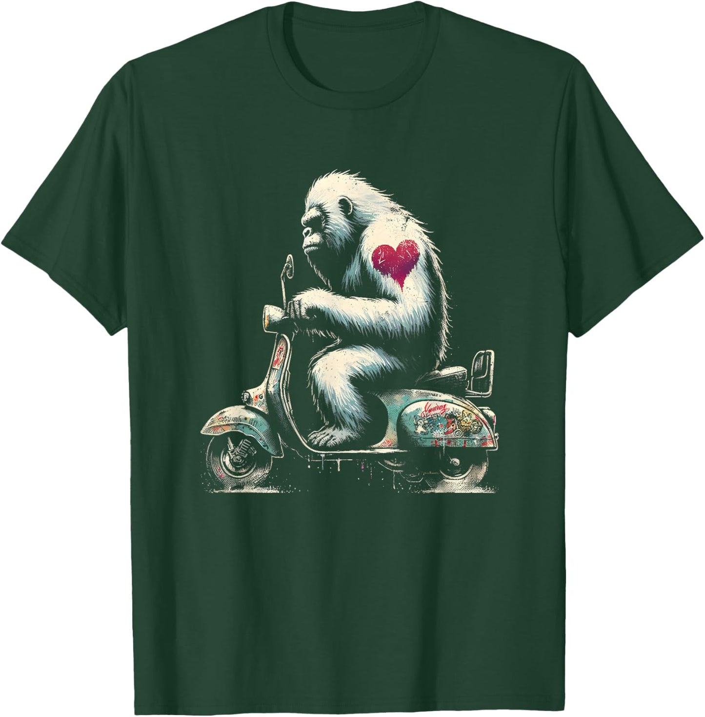 Bigfoot Driving Scooter - Funny Sasquatch Yeti Roller T-Shirt - T-Shirt | Forest