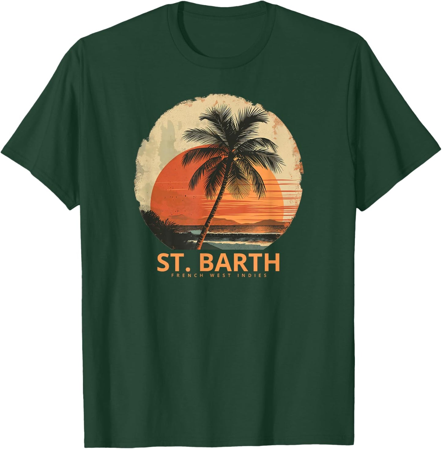 St Barts Caribbean Vintage St. Barths Ocean Palm Trees T-Shirt - T-Shirt | Forest