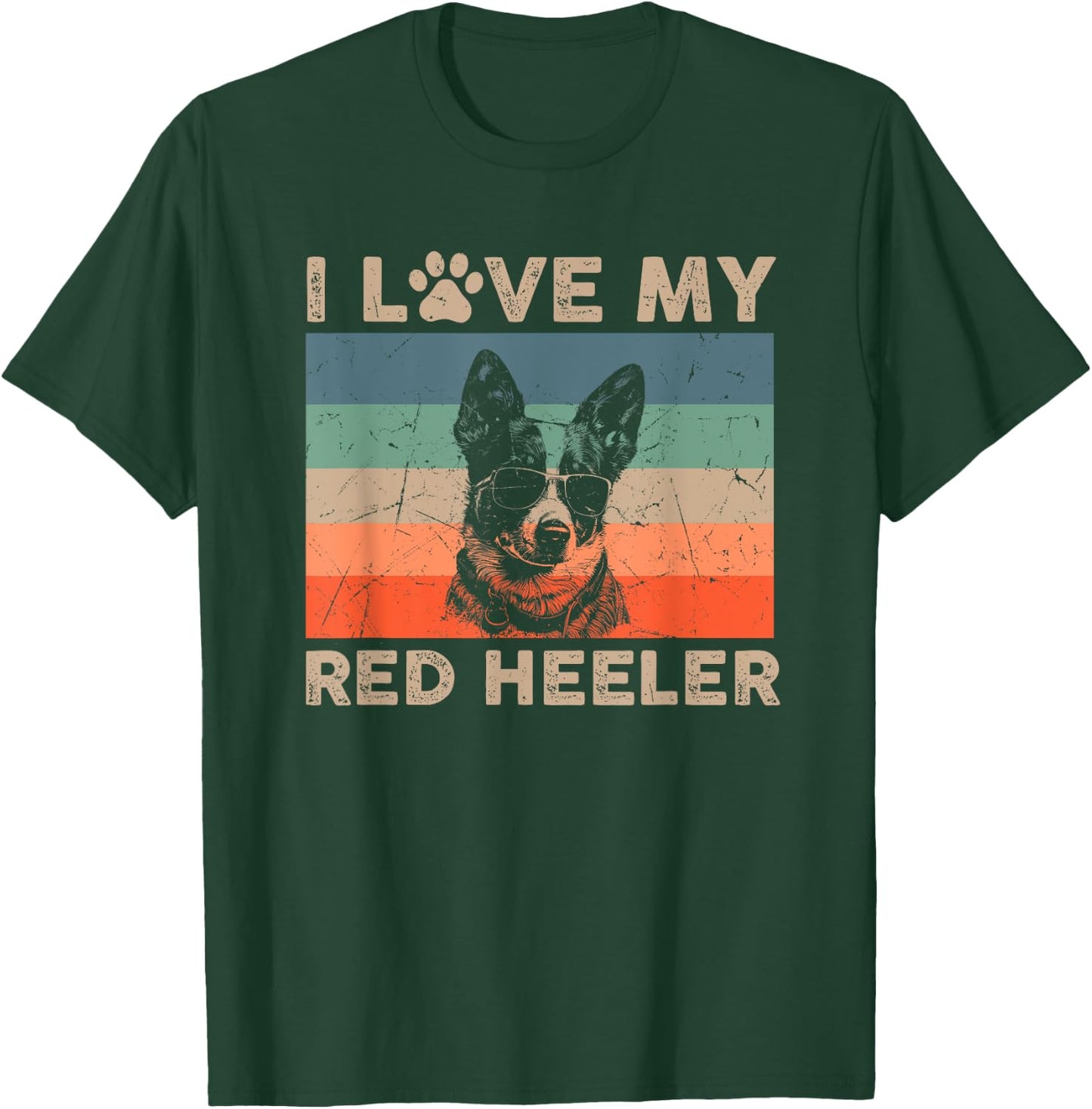 Love My Red Heeler Dog Cool Dog Vintage Retro Dog Christmas T-Shirt - T-Shirt | Forest