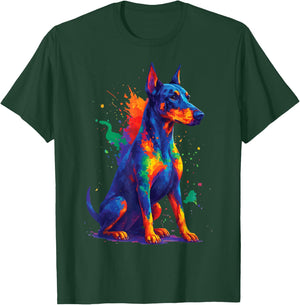 Doberman Colorful T-Shirt - T-Shirt | Forest