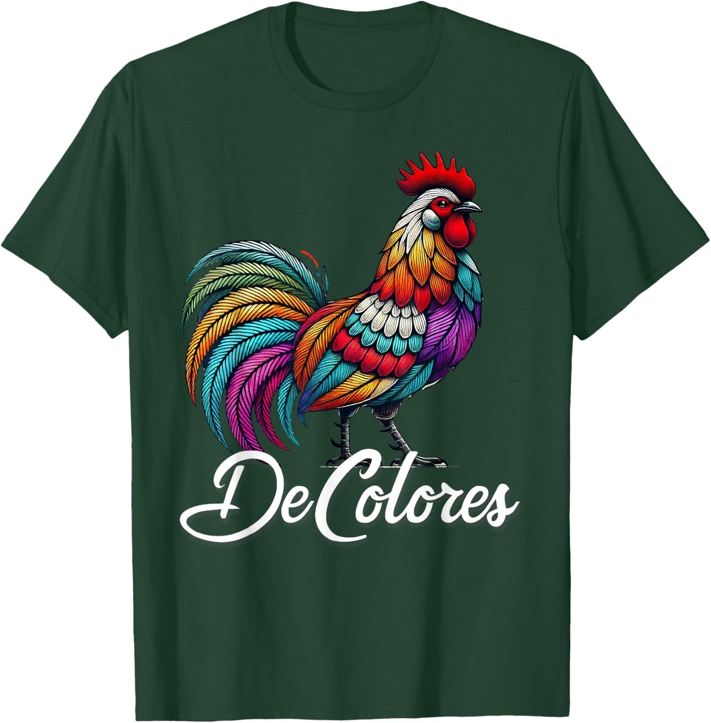 DeColores Cursillo Rainbow Rooster Catholic T-Shirt - T-Shirt | Forest