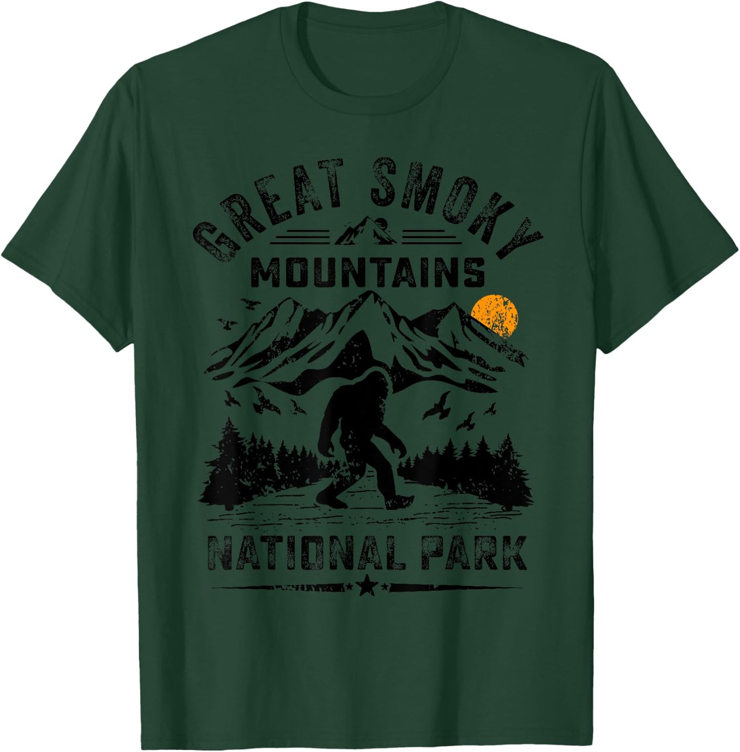 Great Smoky Mountains National Park Sunset Bigfoot Sasquatch T-Shirt - T-Shirt | Forest
