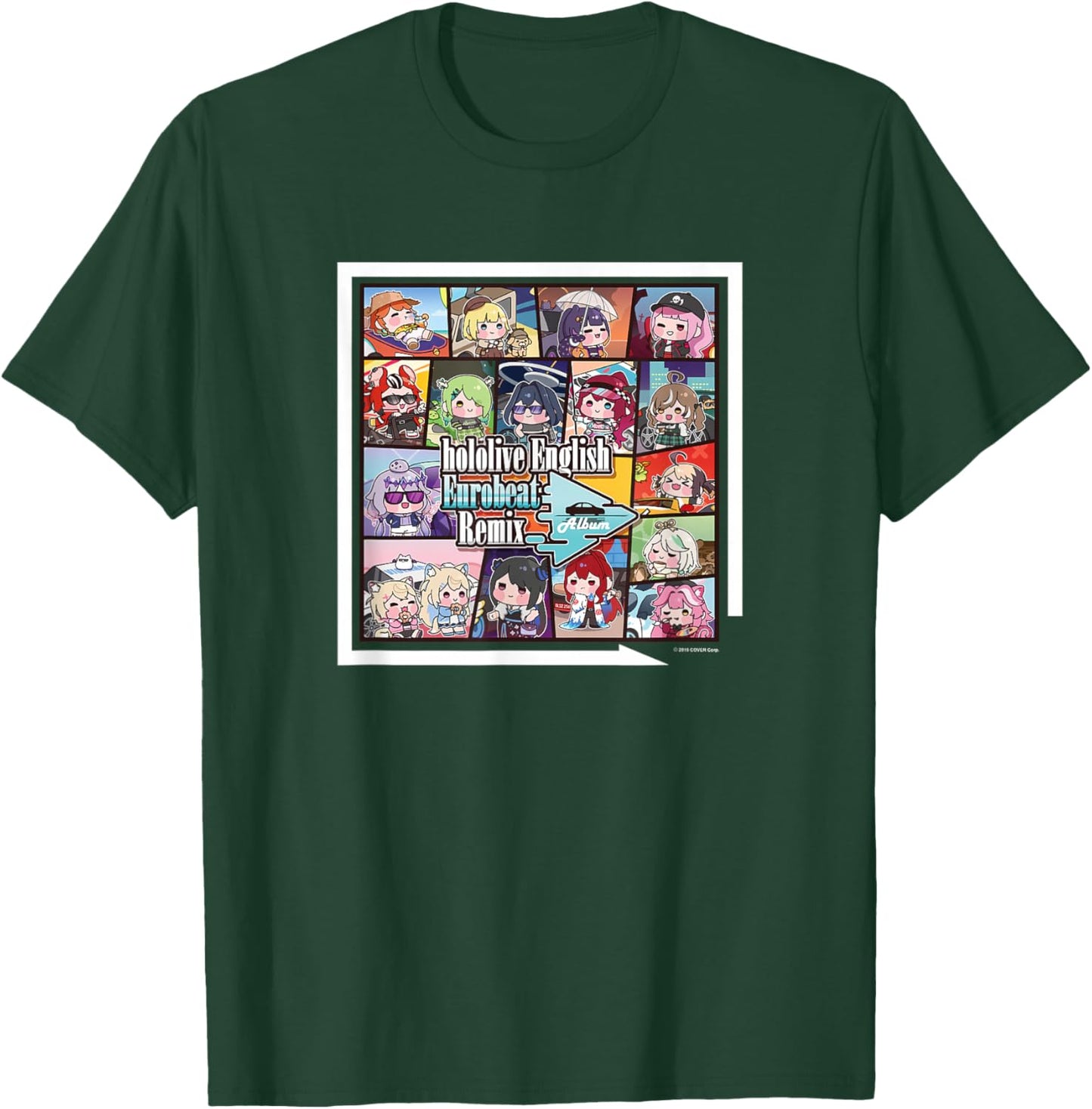 hololive Production -Adults Black Short Sleeve - hololive English Eurobeat Remix Album Merchandise - Small T-Shirt - T-Shirt | Forest