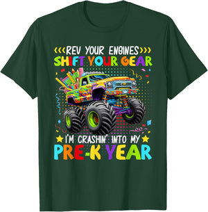 Back to School Pre-K Monster Truck First Day School Boys T-Shirt - T-Shirt | Forest
