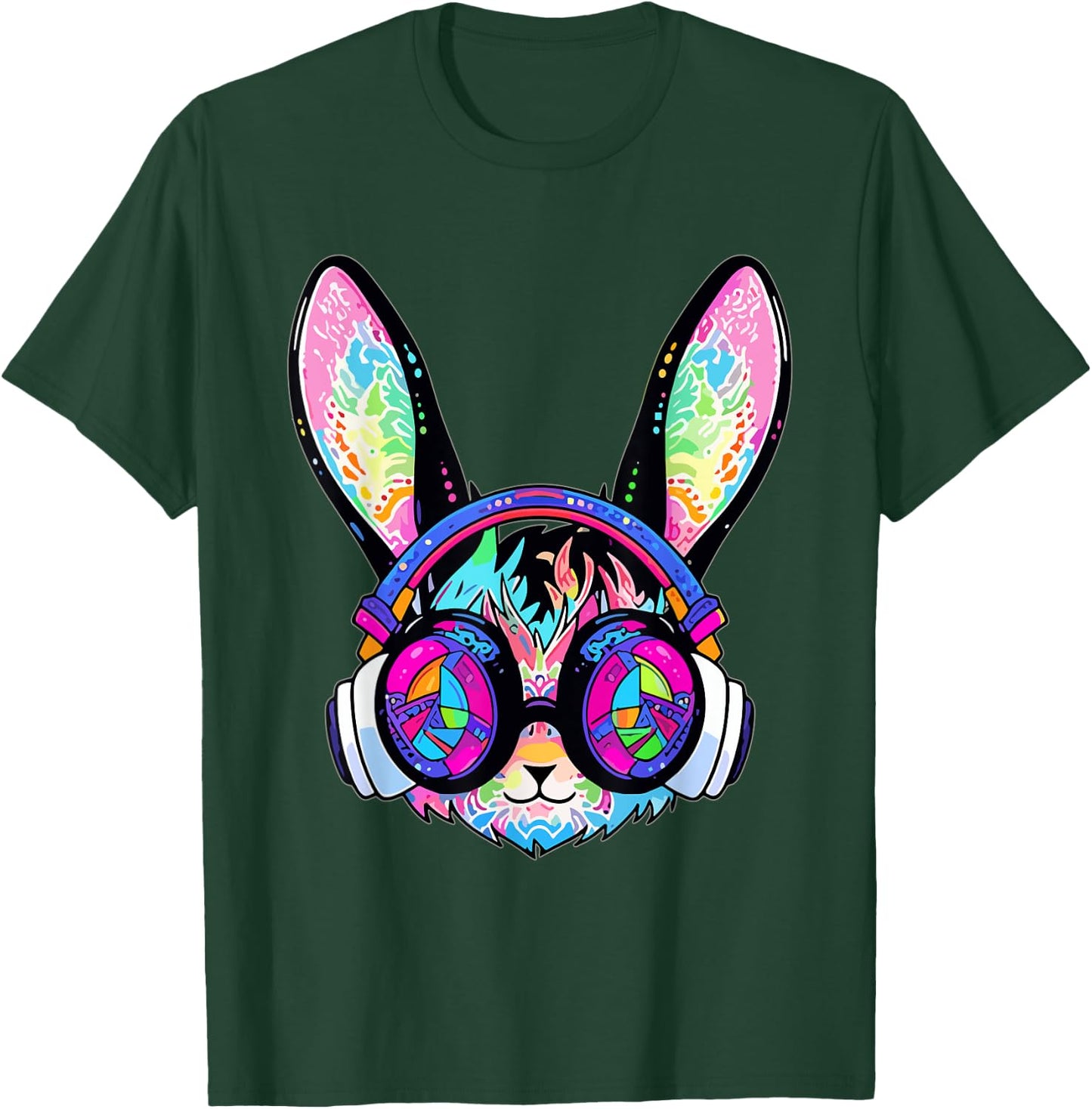 Psychedelic Festival DJ Rabbit Trippy EDM Party T-Shirt - T-Shirt | Forest